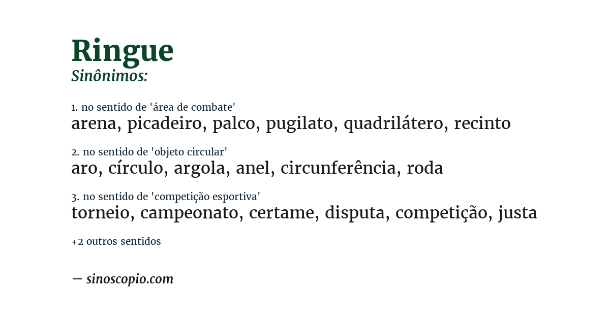 Sinônimo de ringue