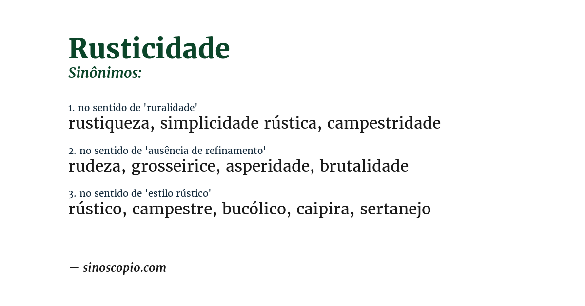 Sinônimo de rusticidade