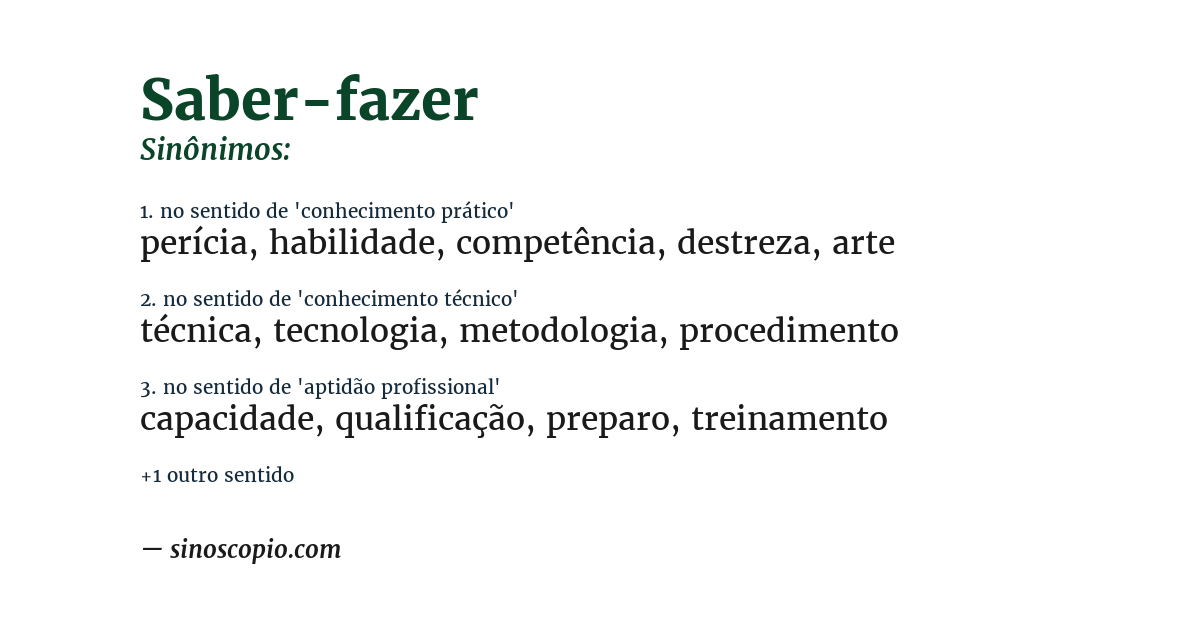 Sinônimo de saber-fazer