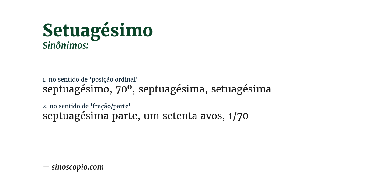 Sinônimo de setuagésimo