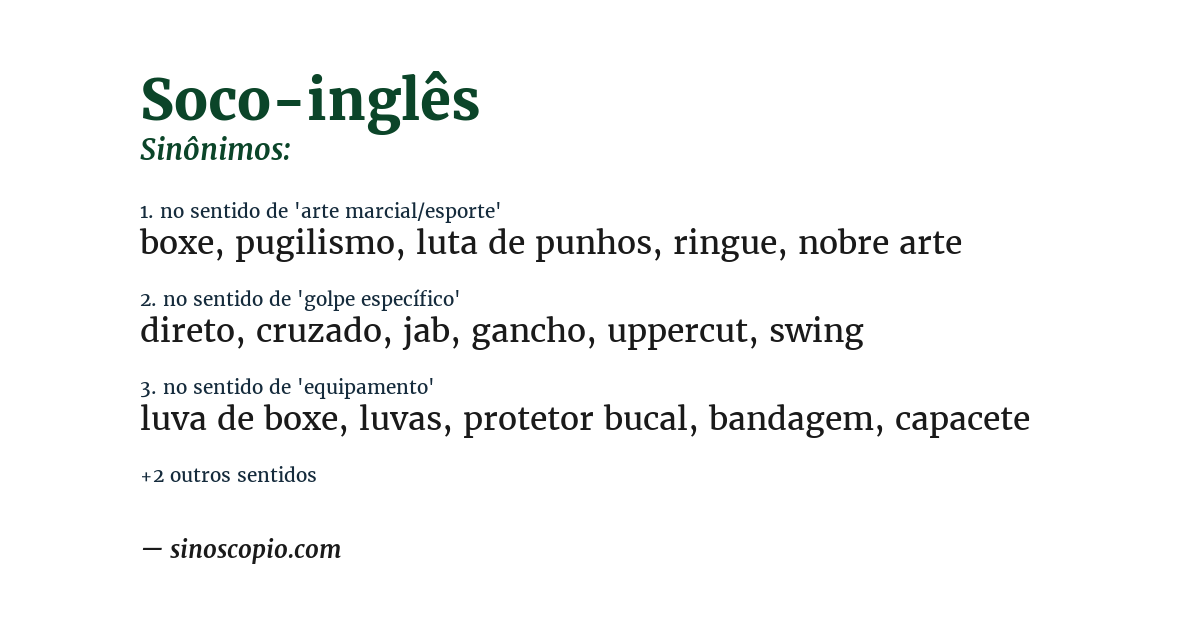 Sinônimo de soco-inglês
