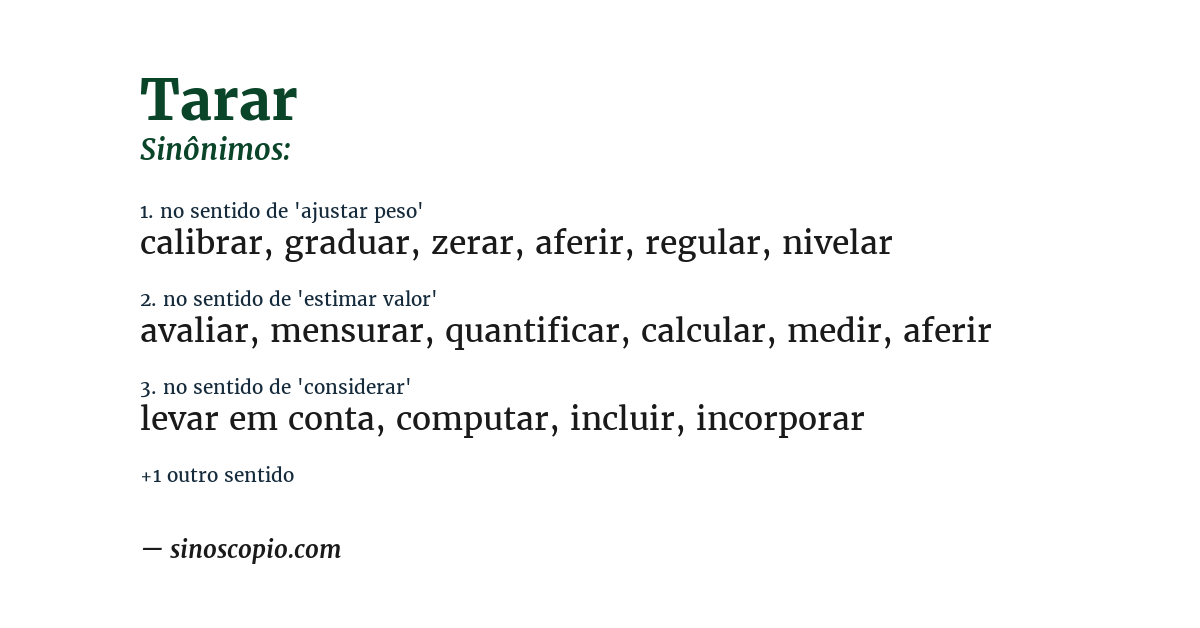 Sinônimo de tarar