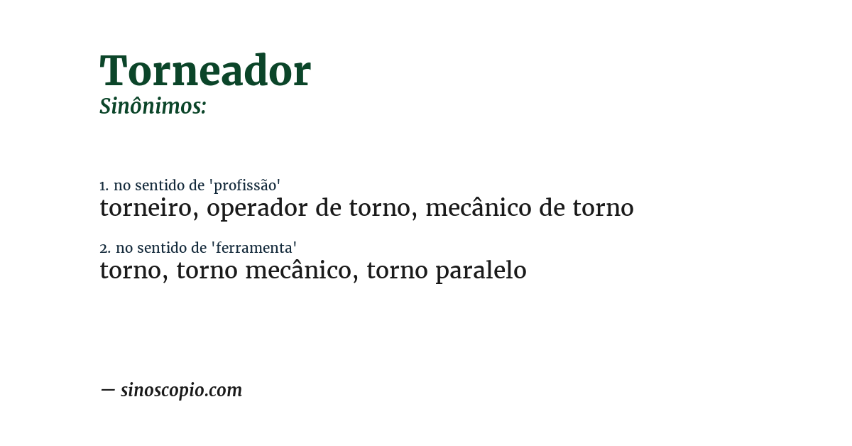 Sinônimo de torneador