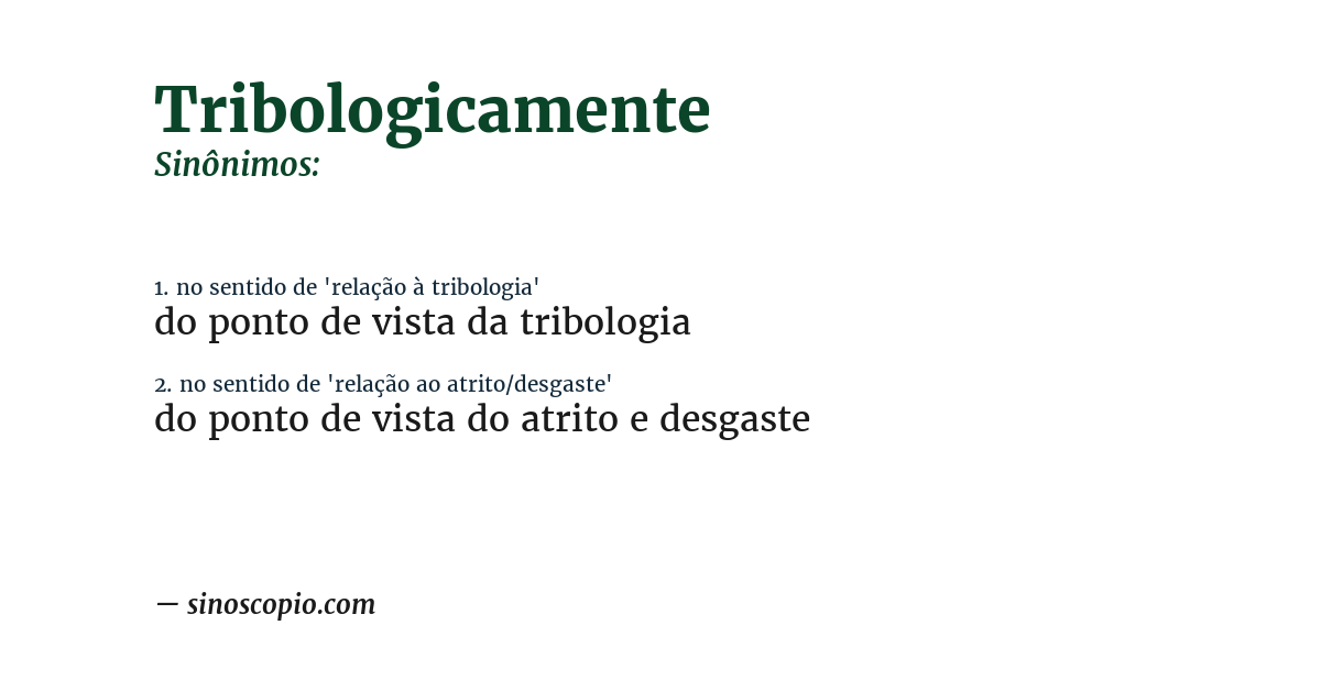 Sinônimo de tribologicamente