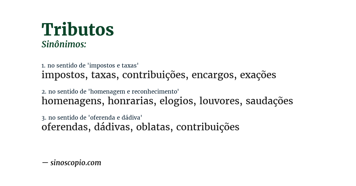Sinônimo de tributos