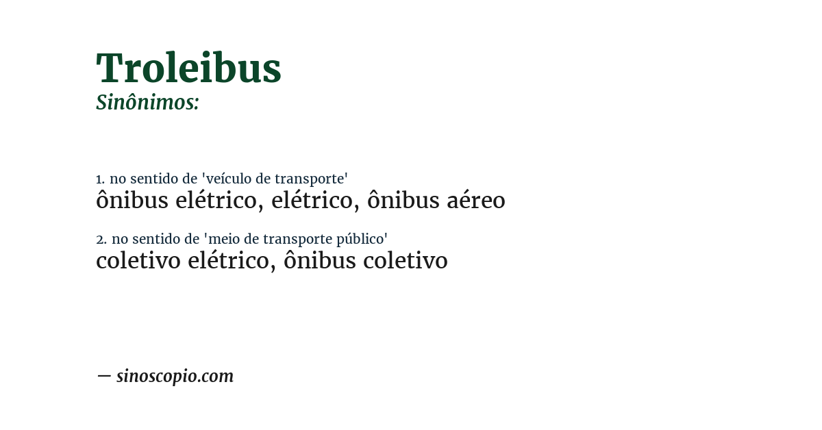 Sinônimo de troleibus