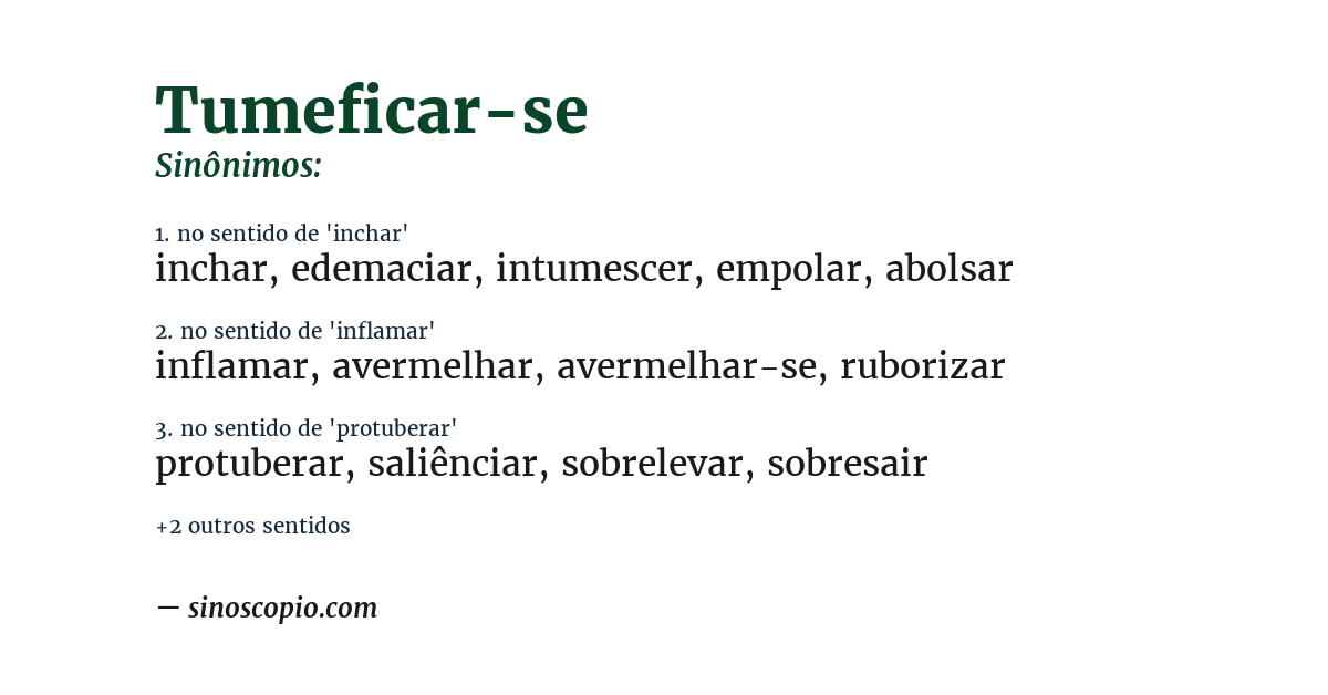 Sinônimo de tumeficar-se