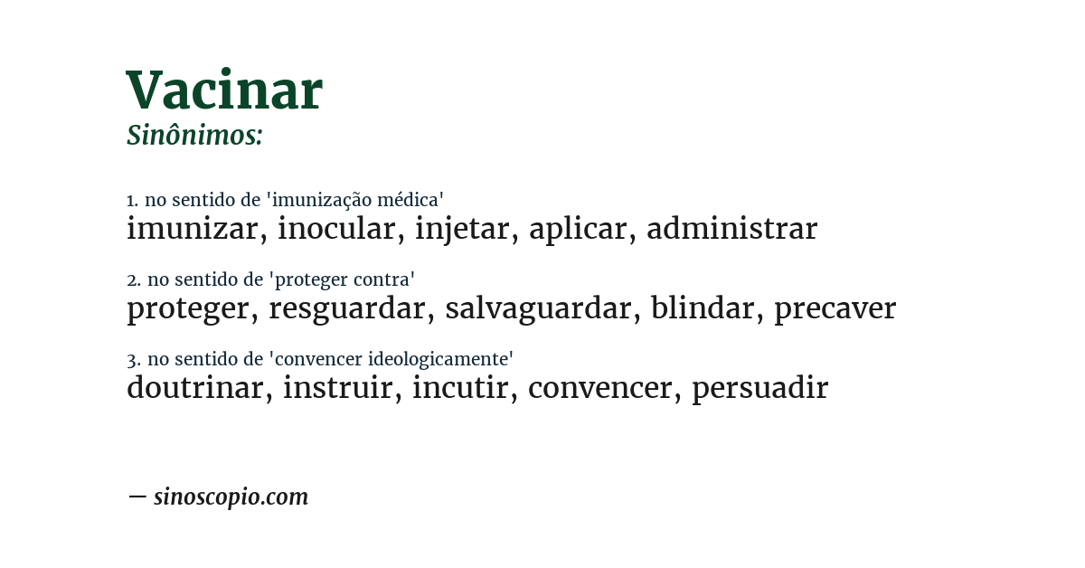 Sinônimo de vacinar