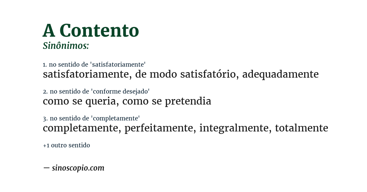 Sinônimo de a contento