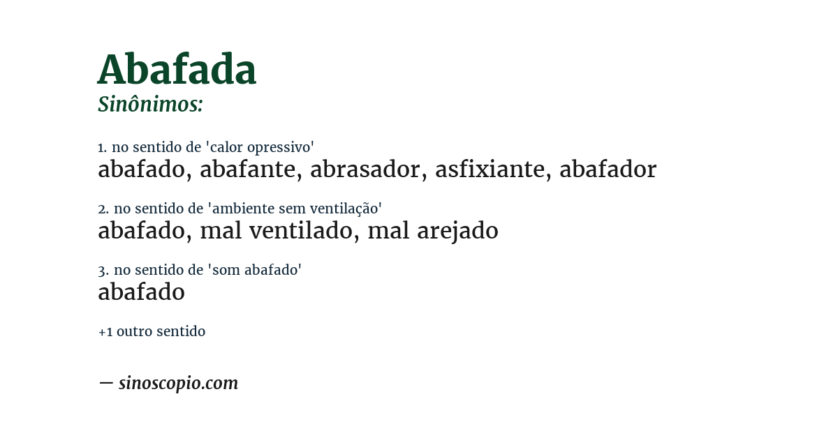Sinônimo de abafada