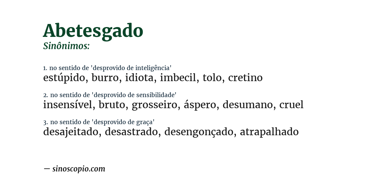 Sinônimo de abetesgado