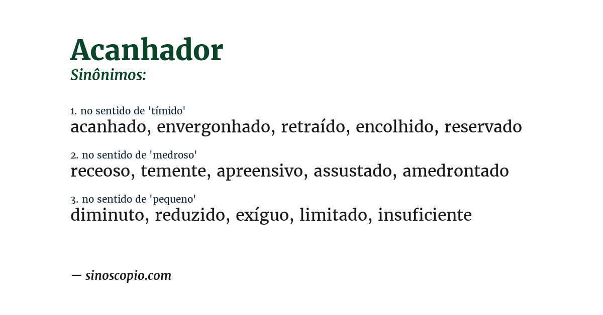 Sinônimo de acanhador