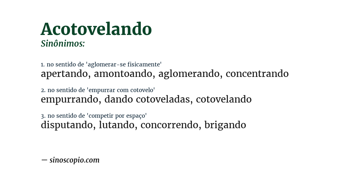 Sinônimo de acotovelando