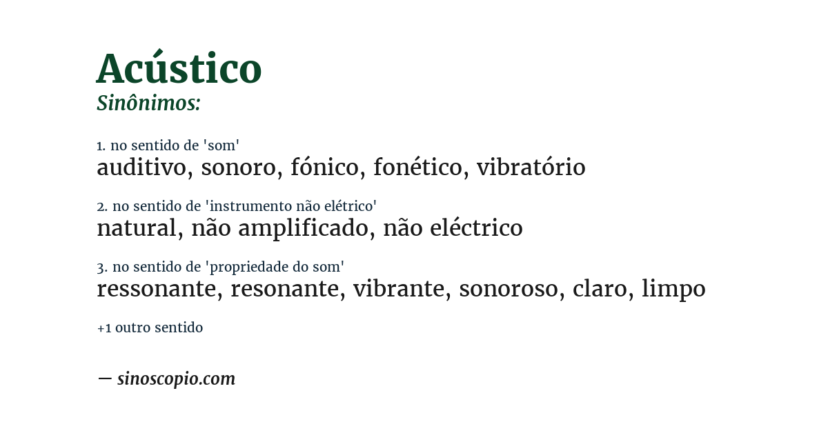 Sinônimo de acústico