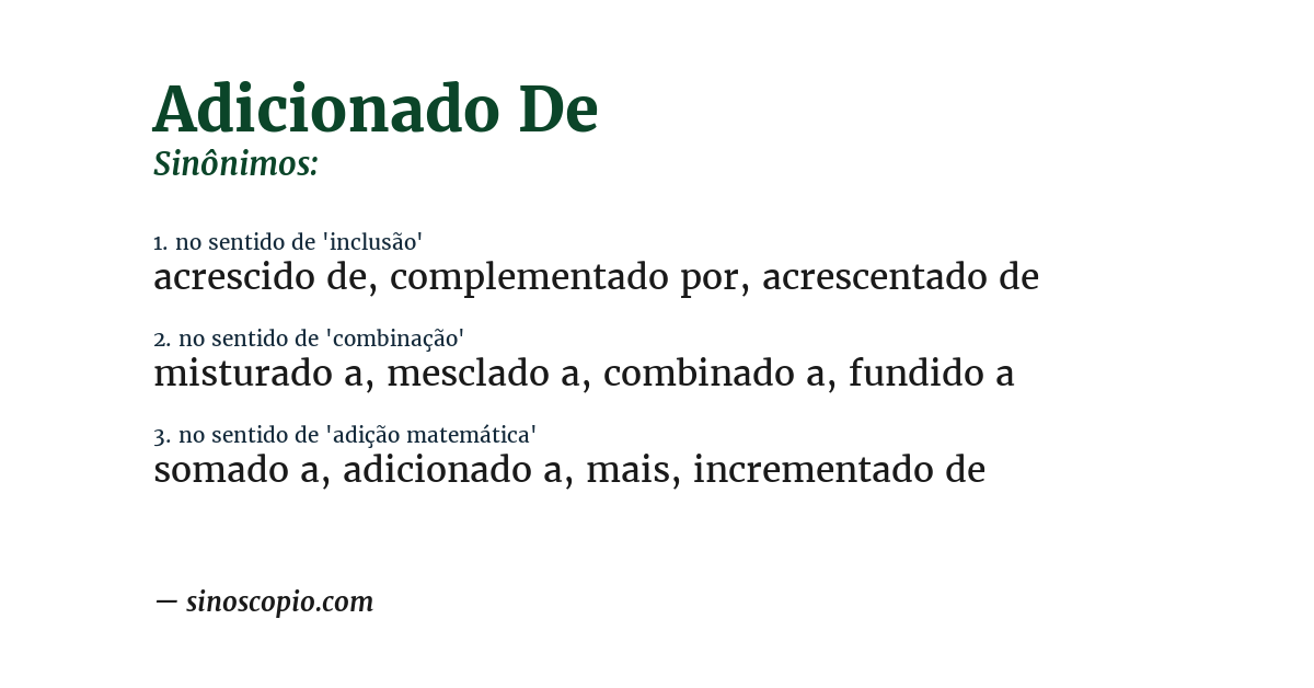 Sinônimo de adicionado de