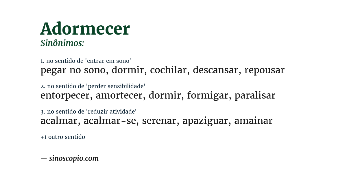 Sinônimo de adormecer