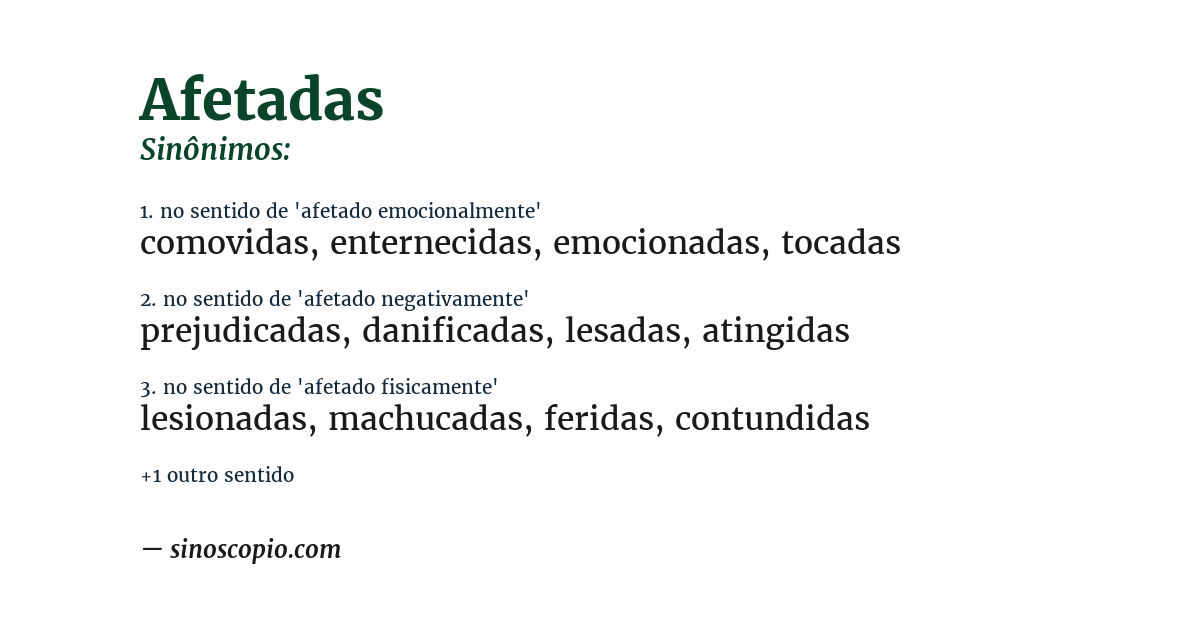 Sinônimo de afetadas