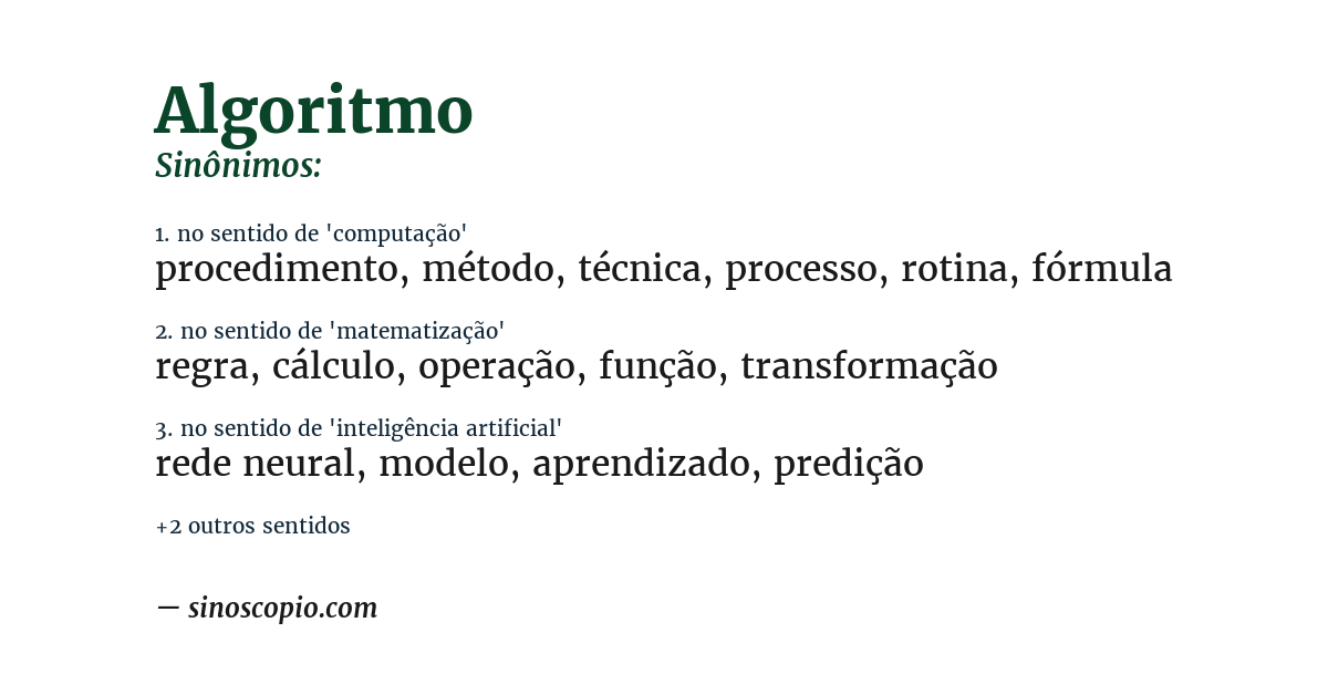 Sinônimo de algoritmo
