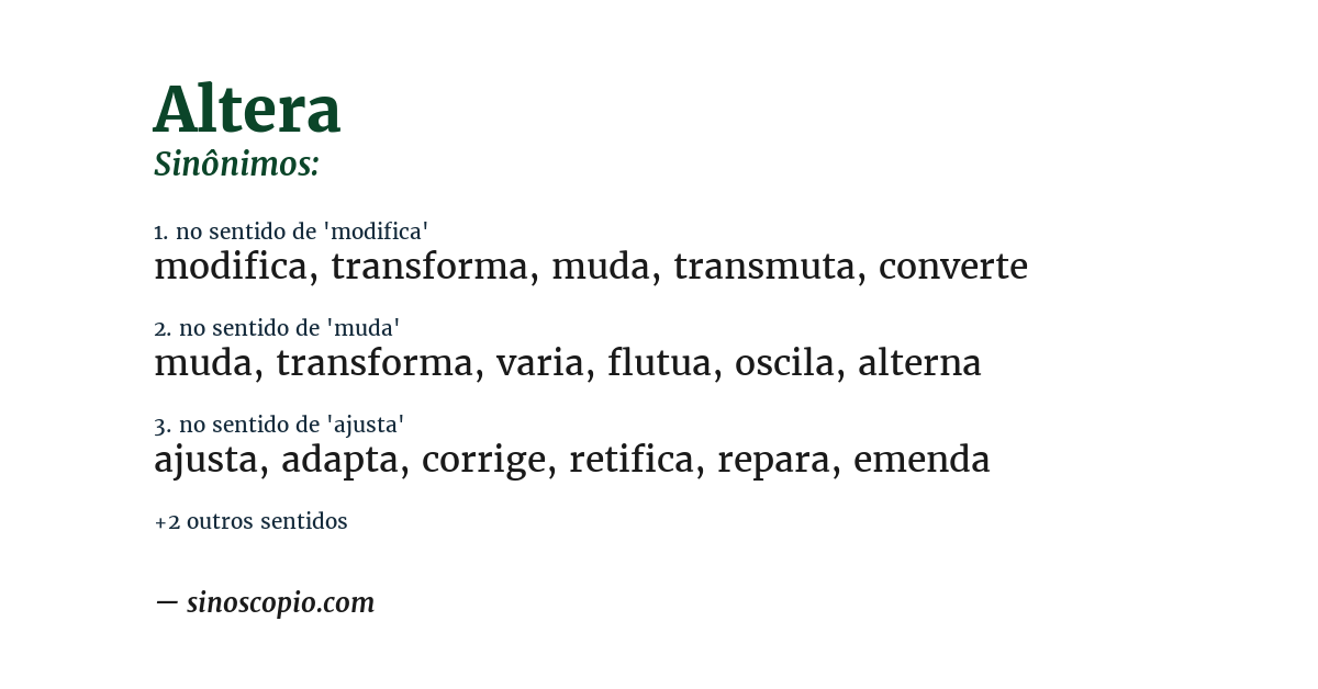 Sinônimo de altera