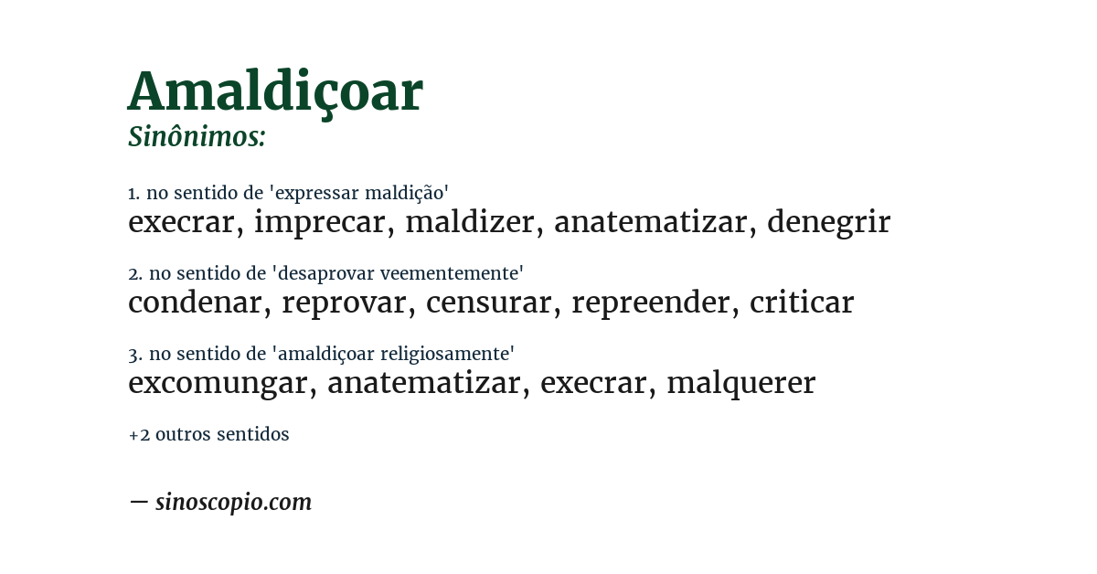 Sinônimo de amaldiçoar