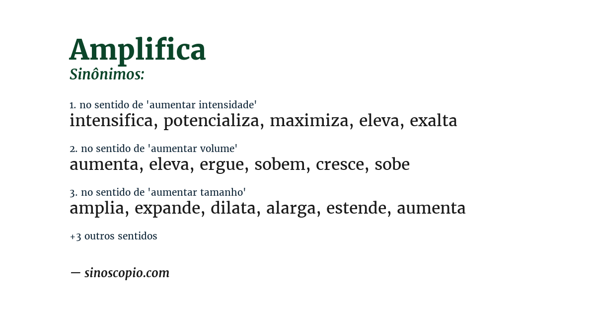 Sinônimo de amplifica