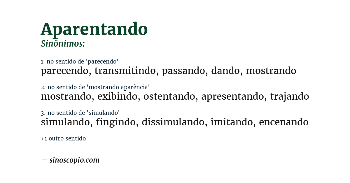 Sinônimo de aparentando