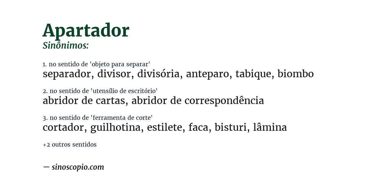 Sinônimo de apartador