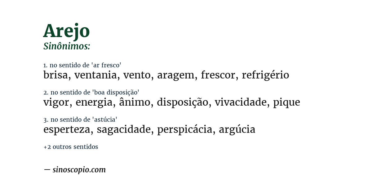 Sinônimo de arejo