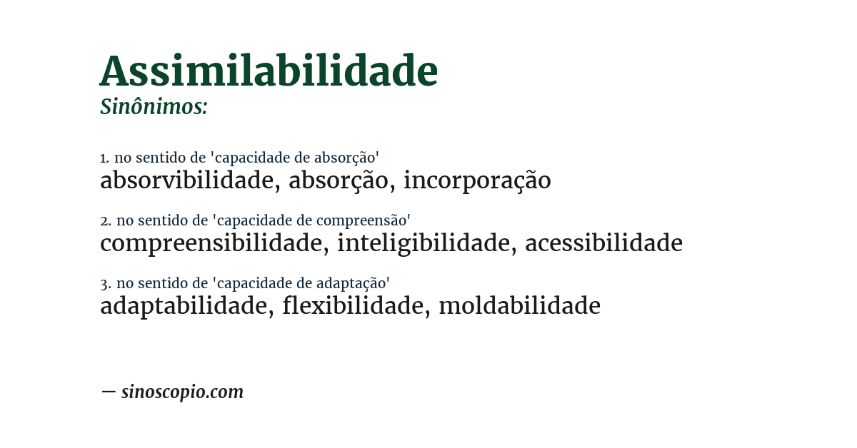 Sinônimo de assimilabilidade
