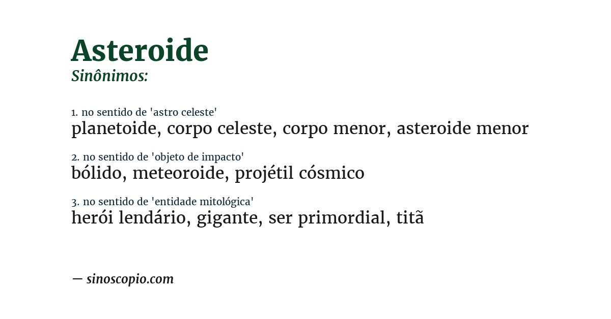 Sinônimo de asteroide