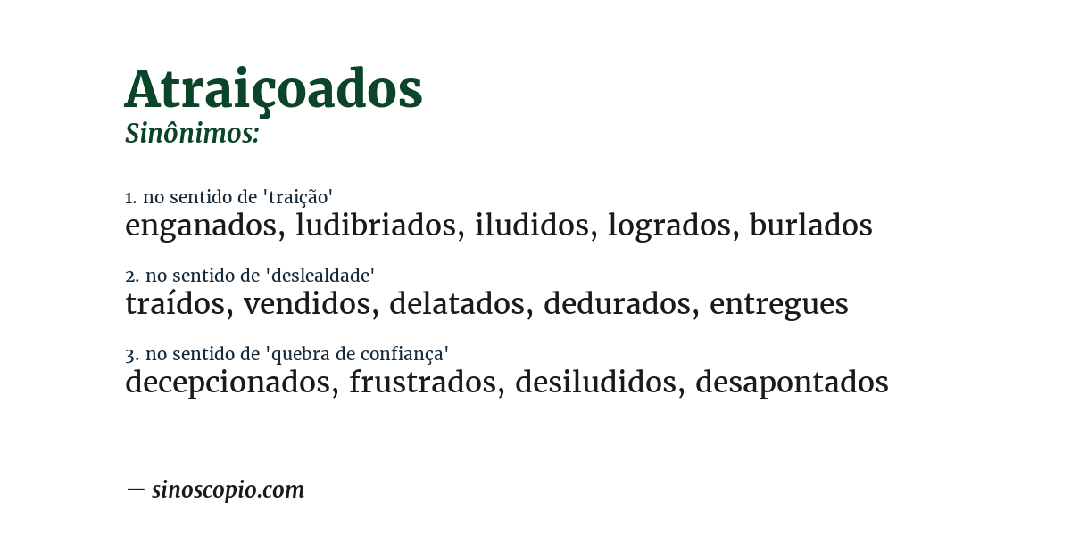 Sinônimo de atraiçoados