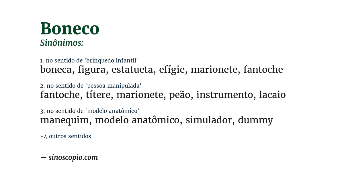 Sinônimo de boneco