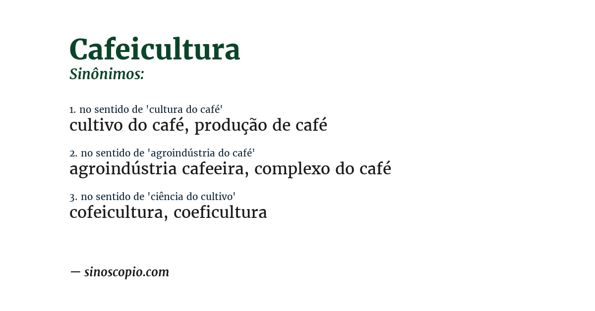 Sinônimo de cafeicultura