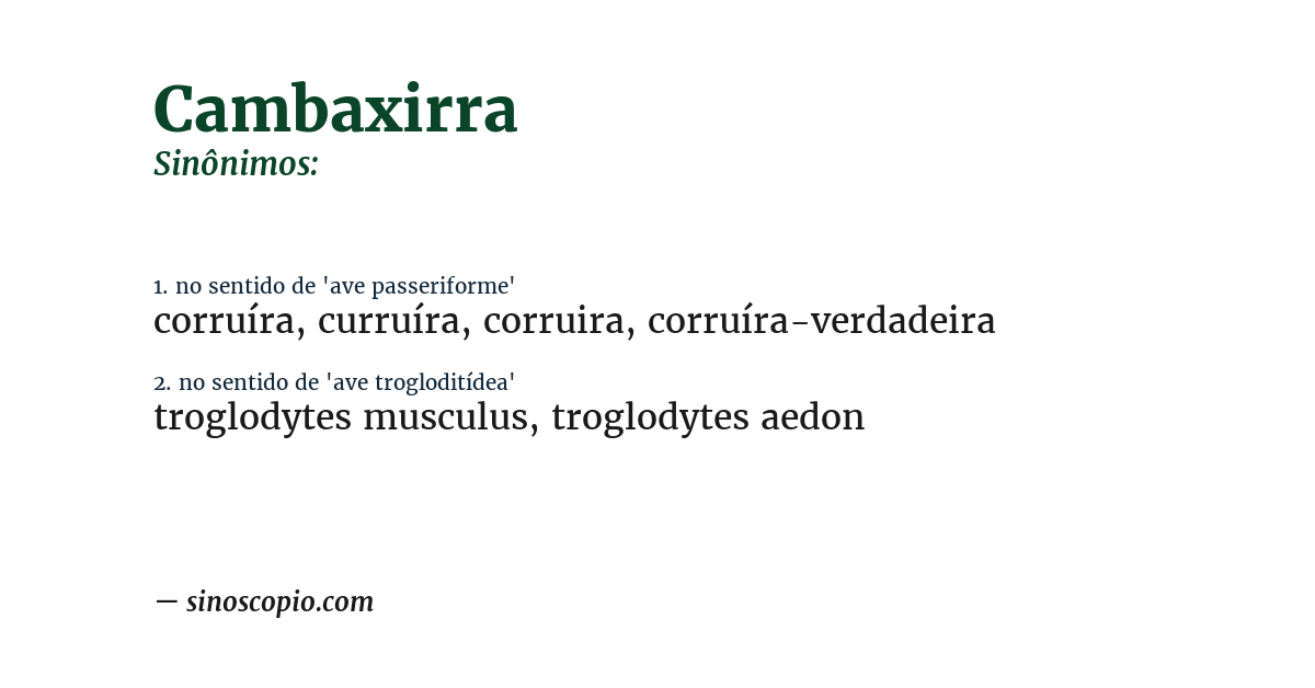 Sinônimo de cambaxirra