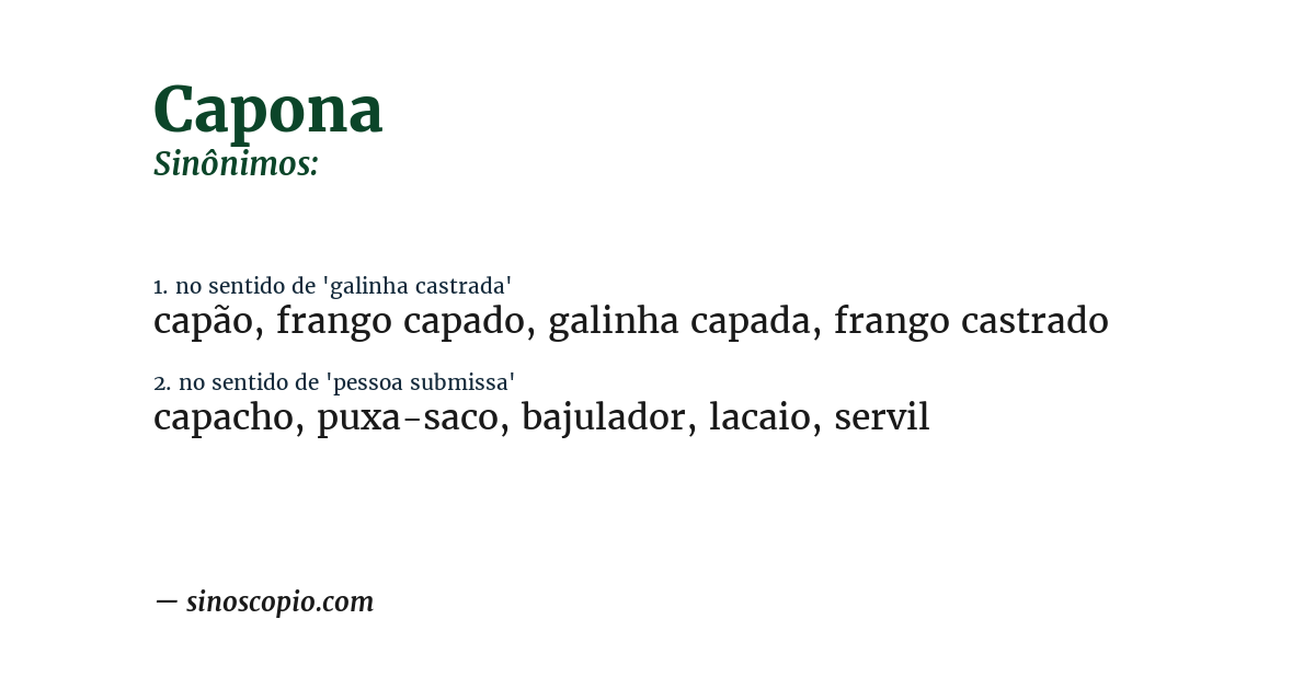 Sinônimo de capona