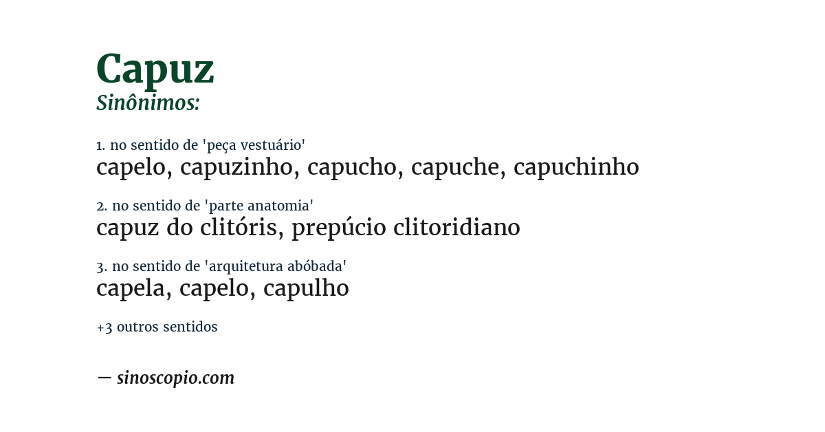 Sinônimo de capuz