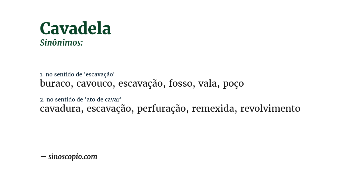 Sinônimo de cavadela