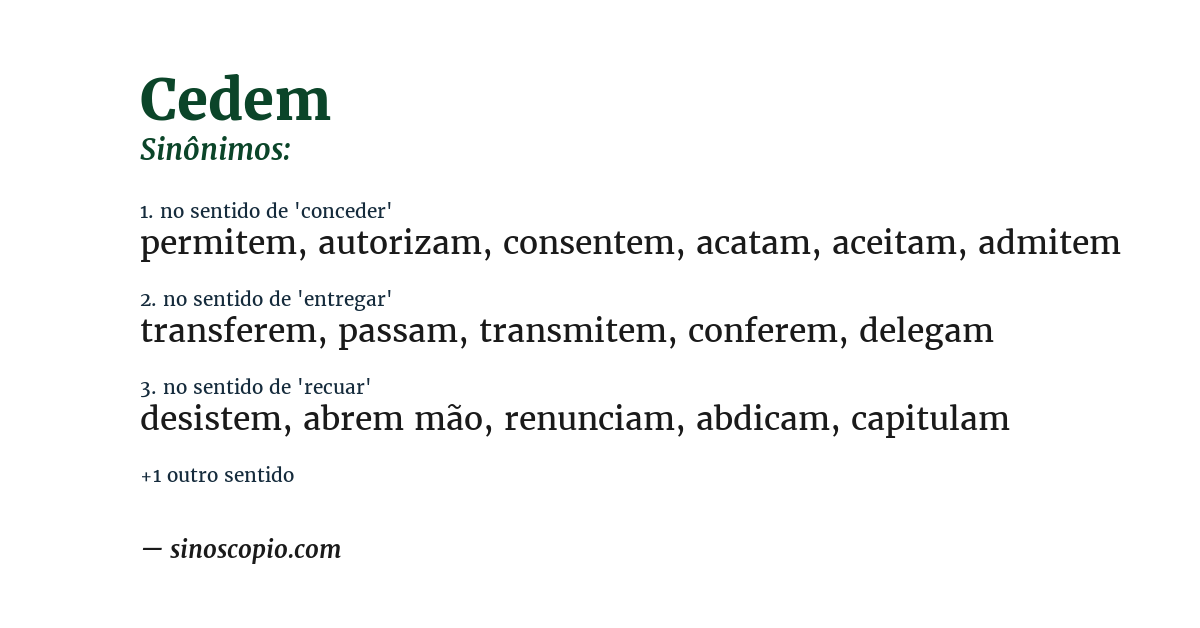 Sinônimo de cedem