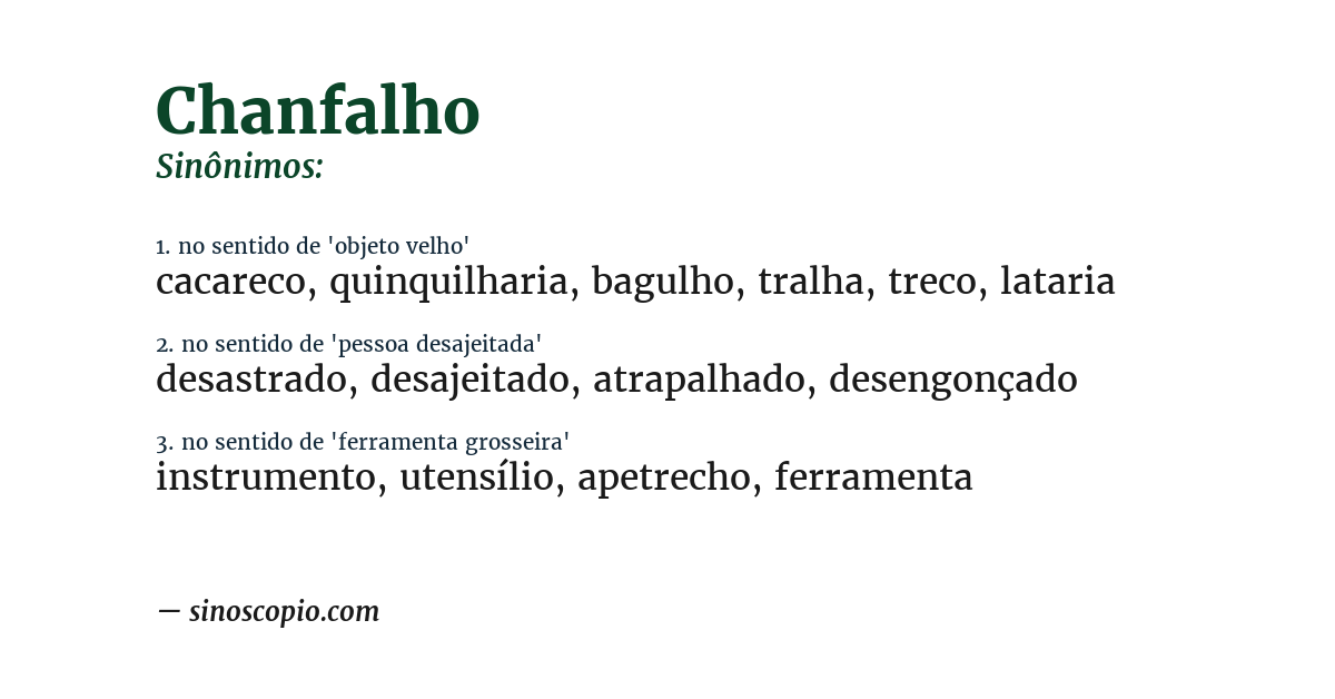 Sinônimo de chanfalho