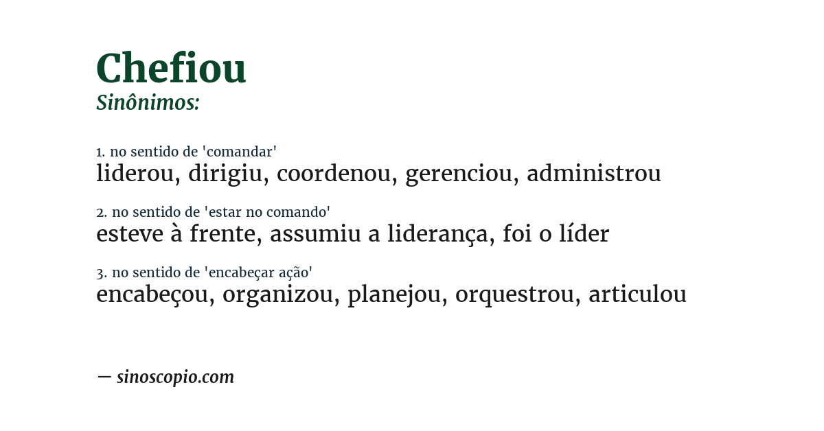 Sinônimo de chefiou