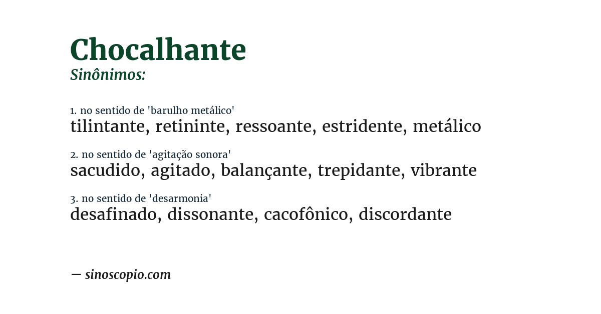 Sinônimo de chocalhante