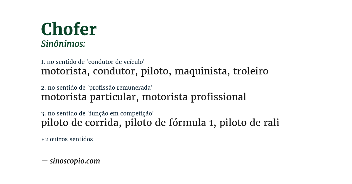 Sinônimo de chofer