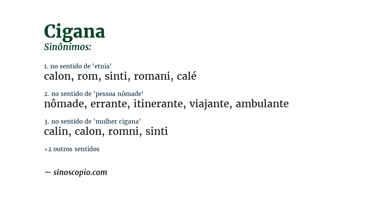 Sinônimo de cigana