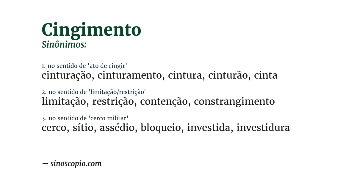 Sinônimo de cingimento