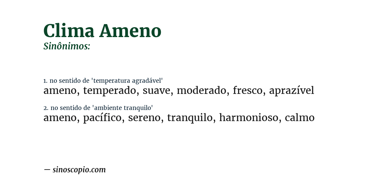 Sinônimo de clima ameno