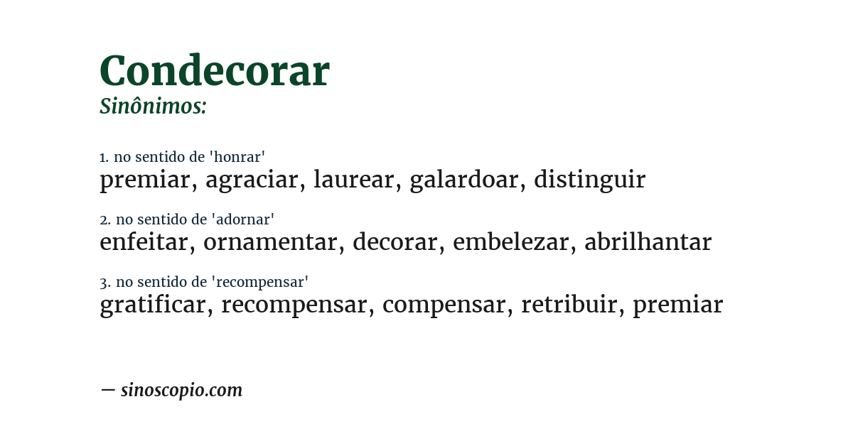 Sinônimo de condecorar