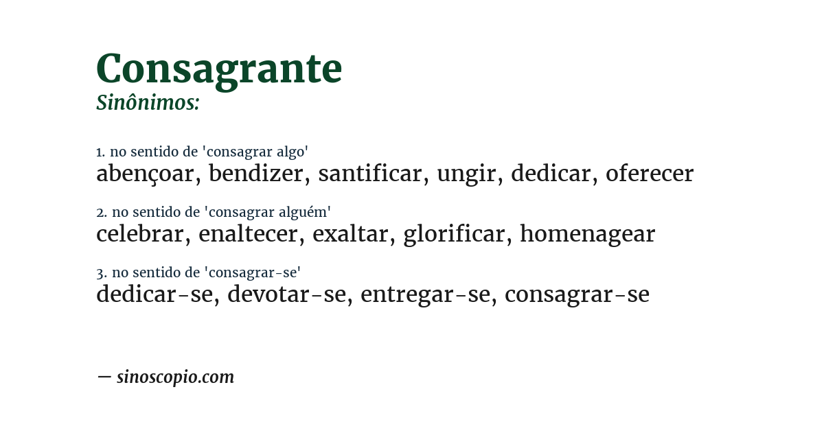Sinônimo de consagrante