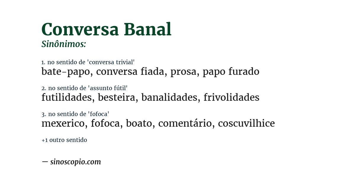 Sinônimo de conversa banal