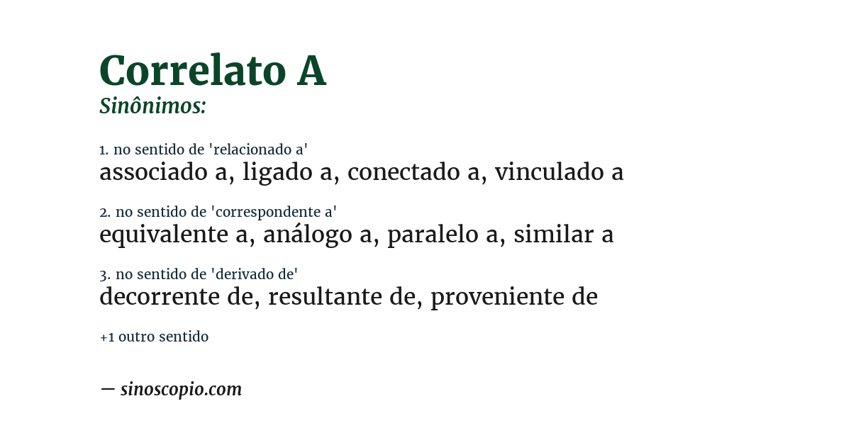 Sinônimo de correlato a