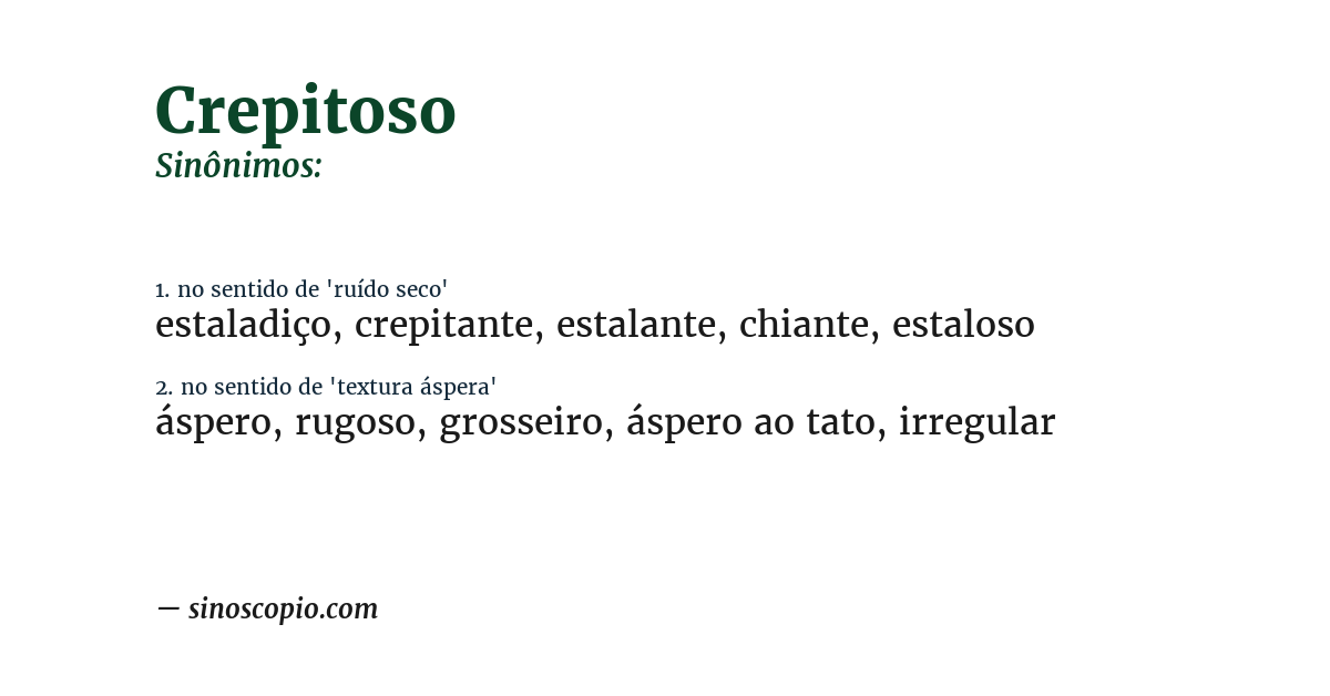Sinônimo de crepitoso